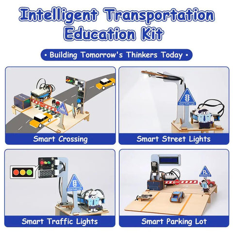 4 In 1 ESP32 STEM Smart Traffic Kit Compatible With Arduino Hands On Robotics And Coding Set Engineering Project STEAM Activity Gift For School And Home Education Kid Friendly For Ages 12 Plus Learn To Build Code And Create, smart crossing model