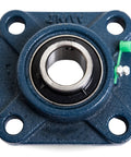 UCF20516 Pillow Block Bearing Kit, 4 Pack, 1 Inch Bore, 4 Bolt Flange Mount, Solid Square Base, Self Aligning, Pre Lubricated For Easy Install And Heavy Duty Use, blue 4-bolt flange bearing