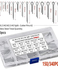 Two Piece Split Pins Kit Pro Grade Stainless Steel 304 U Pins For Mechanics And Cars Hairpin Split Cotter Pin Set 150 pcs
