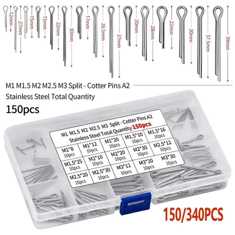 Two Piece Split Pins Kit Pro Grade Stainless Steel 304 U Pins For Mechanics And Cars Hairpin Split Cotter Pin Set 150 pcs