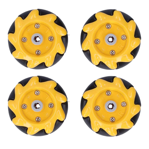 Mecanum wheel set for smart car, 48mm, yellow and black, four wheels (two pairs)