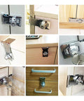 Heavy Duty Keyed Hasp Locks With Screws 4 Inch Safety Hasp With Lock Metal Twist Knob Keyed Locking Hasp Set Silver Finish 4 Pack To Lock Down Doors Cabinets Toolboxes Gates Outdoor Gear displayed on various wooden and metal surfaces in a multi-image grid.