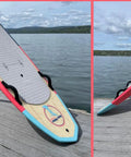High Power EFoil For Water Sports With 28 Mph Top Speed And 120 Minute Ride Durable Rechargeable Battery Pack Stainless Steel Battery Box Built To Last Plug In And Go on wooden dock by lake