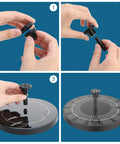 Step-by-step assembly of Solar Powered Bird Bath Fountain Kit, 2 Pack, 2.5W Solar Panel With 6 Nozzles And 6 Spray Patterns.