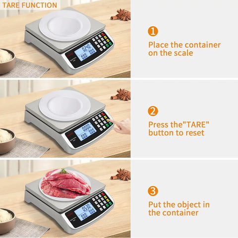 Massive 88Lb 40Kg Digital Kitchen Scale With 0.05Oz 1G Precision Price Computing Stainless Steel 304 Displaying Tare Function