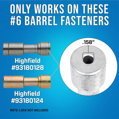 Heavy Duty Steel Drum Fastener Plunger Tool Fits Size Six Components With 0.158 Inch Inner Diameter showing #6 barrel fasteners.