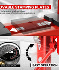 Movable stamping plates of Heavy Hitter 30 Ton Hydraulic Air Pneumatic H Frame Shop Press with dual scale gauge for easy operation.