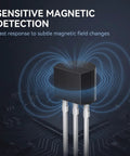 Top Shelf Black Hall Effect Sensors OH49E SS49E Model showing magnetic detection response for electronics projects.
