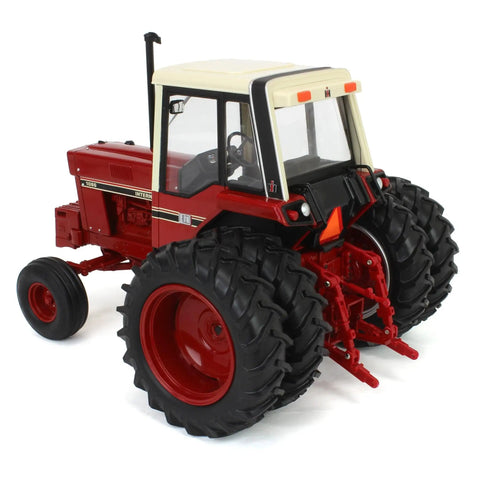 One Sixteenth Scale International Harvester 1086 Tri Stripe Tractor Prestige Collection 44356 Diecast Model rear view with dual wheels