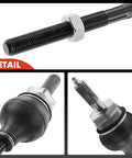 Front Inner And Outer Tie Rod End Kit For Chevy Express And GMC Savana Vans 2003 To 2020 Fixes Uneven Tire Wear And Steering Play Heavy Duty Steel Construction For Long Lasting Performance And Easy Install close-up of threaded tie rod end with rubber boot