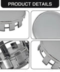Heavy Duty Abs Wheel Center Caps 4 Pack Rust Proof Snap In Hub Covers Universal 2.12 Inch Outer Diameter Silver Finish detail views