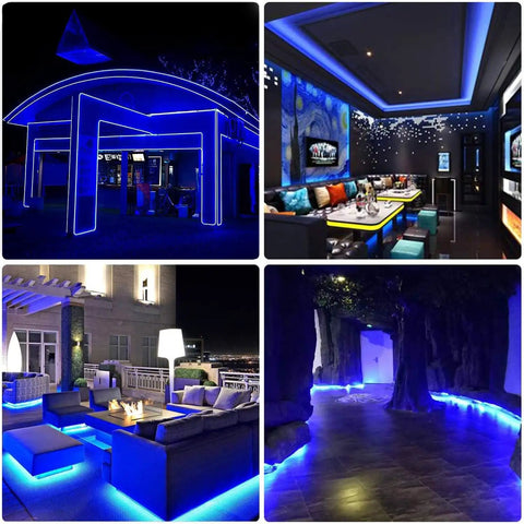 Blue Storefront LED Light Strips 40 Ft 80 Piece 5054 SMD Modules 4 Sets For Shop Windows Ultra Bright Ad Signs in various settings