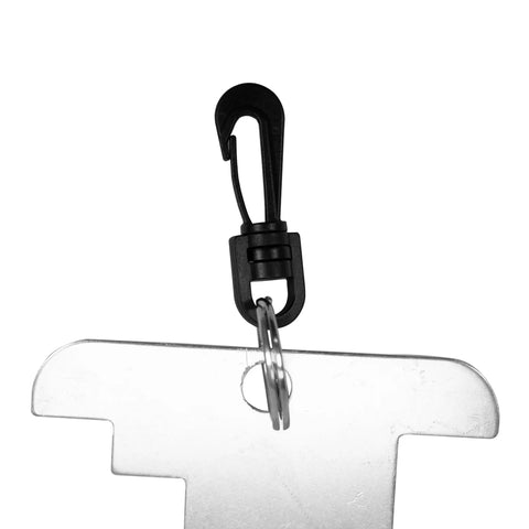 Close-up of clip on 9 Inch Aluminum Shellfish Gauge With Clip Rugged Lightweight Measuring Tool For Abalone Lobster Clam Sea Fishing