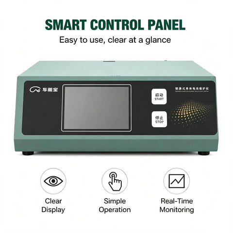 Top Shelf Portable Lithium Battery Equalizer 1.5 To 4.5V Touchscreen Cell Balancer with a clear control panel for easy operation.