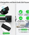 Keyless Door Lock Set With Keypad And Biometric Fingerprint, Touchscreen Access, Black Finish, No Keys Needed, 50 Sets