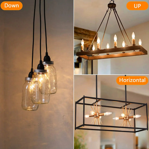 Retro Style Incandescent B10 Light Bulbs 40W 380 Lumens Clear Dimmable E12 Edison Candle Bulbs For Chandeliers And Ceiling Fans