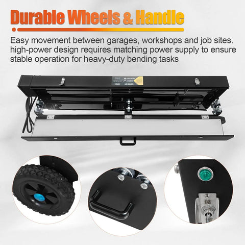 Heavy Duty PVC Conduit Hot Box Heater For 1/2 To 4 Inch Pipe, featuring durable wheels and handle for easy mobility.