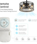 Remote for Industrial Black 18-Inch Caged Ceiling Fan With Lights Remote Control, flush mount, 3 speeds, 3 light temps settings