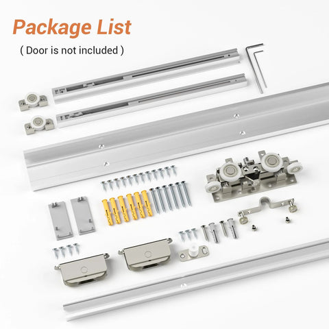 32 Inch Concealed Sliding Barn Door Hardware Kit With Two Soft Close Mechanisms Aluminum Hidden Barn Door System for Wall Mount No Floor Track Fits Opening Width 25 Inch Door Not Included Durable Lightweight Aluminum Rails For Quiet Smooth Operation