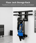 2 Pack Heavy Duty Floor Jack Storage Rack Wall Mount Stand For Hydraulic Trolley Jacks in garage setting