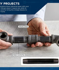 Hands assembling Three Quarters Inch Black Steel Pipe Nipples Set Ten Pack Pro Grade Heavy Duty Industrial Malleable Iron Pipes.
