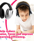 Child studying with 12 Pack Kids And Adults Earmuffs For Noise Canceling 27 Decibels Ear Protection, improving focus and learning.