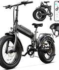 Folding Electric Bike For Adults With 1500W Peak Motor 48V 15Ah Removable Battery Long Range 60 90 Miles 20 Inch Fat Tire