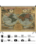 Vintage World Map Backdrop 10x8ft Large Photography Background Antique Parchment Style For Travel Adventure Decor