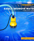 Cordless Submersible Water Transfer Pump With 17 GPM Flow Compatible With Dewalt 20V Max Battery Pack Tool shown on pool cover