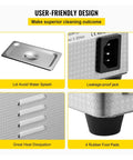 Close-up of Premium Ultrasonic Cleaner And Compact Dishwasher features: lid, leakage-proof jack, heat dissipation, and rubber foot pads.