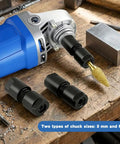 Heavy Duty Grinder Adapter Kit For Angle Or Die Grinders With 5/8-11 Arbor To 1/4 And 1/8 Inch Collets, on wooden table