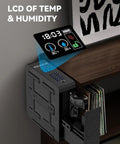 Biometric Gun Safe With Slider Access, Heavy Steel Pistol Lock Box For Nightstand shown mounted with LCD display