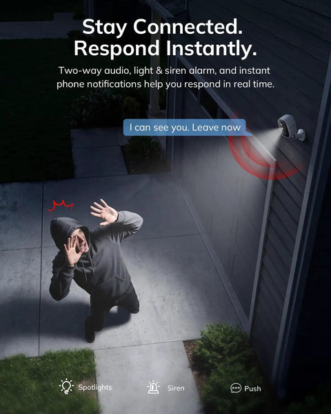 Rugged 2K Wireless Solar Security Camera For Outdoor Home Monitoring with intruder detection and light activated.