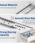 14 Inch Center Mount Drawer Slides 4 Pcs Heavy Duty hidden cabinet rails with smooth steel balls and load capacity of 50 lbs.