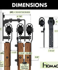 Dimensions of Triple Track Bypass Sliding Barn Door Hardware Kit For Interior Doors, Three 9 Foot Flat Tracks shown.