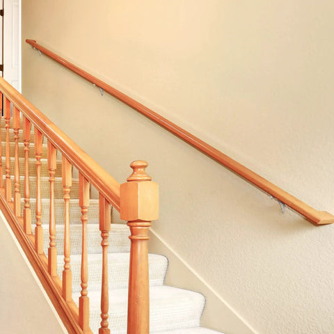 Handrail supported by 5 Pack Satin Nickel Handrail Brackets With Mounting Hardware For Stairways And Hallways Low Profile Design