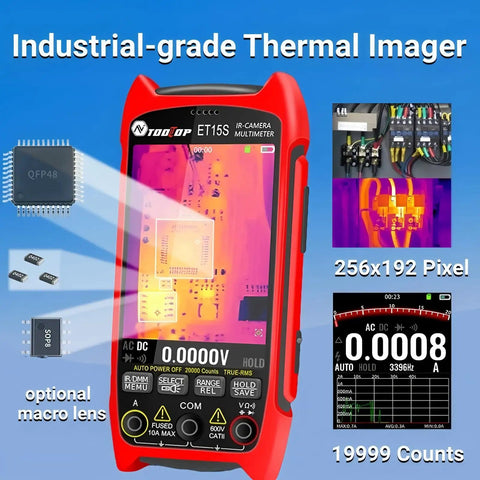 Pro-Grade Thermal Imaging Camera With Macro Lens, 256x192 IR Sensor, 25Hz Refresh, 3.5 Inch Color LCD, HVAC Repair Tool