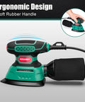 Detail Sander With Vacuum Attachment Easy Access For Tight Corners 13000 OPM Palm Sander 1 2 Amp With 12 Sandpapers Upgraded Dust Collection System Compact Design For Paint Removal And Fine Finish with ergonomic soft rubber handle and dust bag.