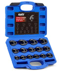 15-Piece Crowfoot Wrench Set 8-24 Millimeter Metric Flare Nut Wrenches With 1/2 Inch And 3/8 Inch Drive in Blue Carry Case