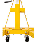 Tough As Nails 1500 LB Engine Hoist Stand Featuring Geared 360 Degree Swivel Head And Smooth Six Wheel Mobility Base front view with wheels and frame.
