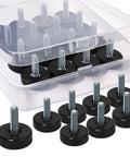 Round One Quarter Inch Thread Furniture Feet Levelers, 24 Pcs, Black, Adjustable Screw In Table And Cabinet Feet for chairs and stools
