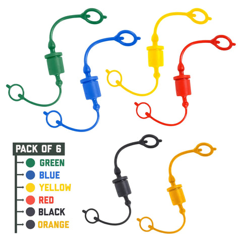 Hydraulic Hose Dust Caps And Plugs Kit Half Inch ISO A Quick Disconnects With Retention Ring Six Color Set