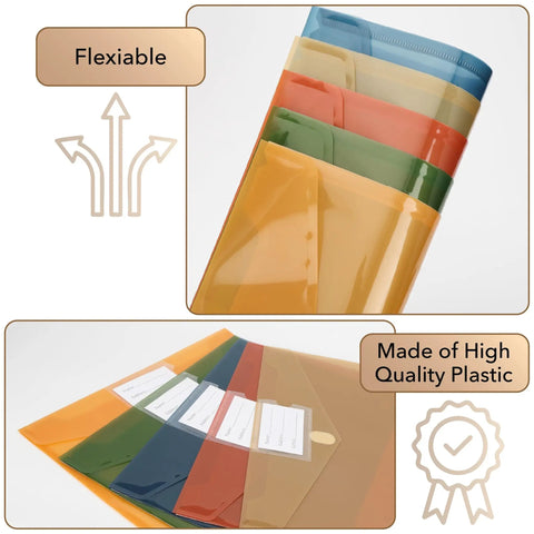 Clear Poly Envelopes 10 Pack For A4 And Letter Size Grab And Go Colorful durable plastic file folders, flexible and high quality