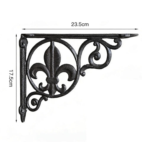 Heavy Duty Decorative Shelf Bracket For Wall Mounts, Ultra Durable Metal Shelf Support, iron, 23.5x17.5 cm, black