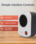 MyHeat Personal Space Heater Under Desk, Compact White, 200 Watt Office Foot Warmer with simple intuitive controls