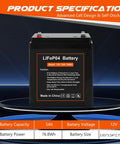 12V 5Ah LiFePO4 Rechargeable Backup Battery With BMS For Garage Door Openers, Over 2,000 Cycles, Replacement Battery shown