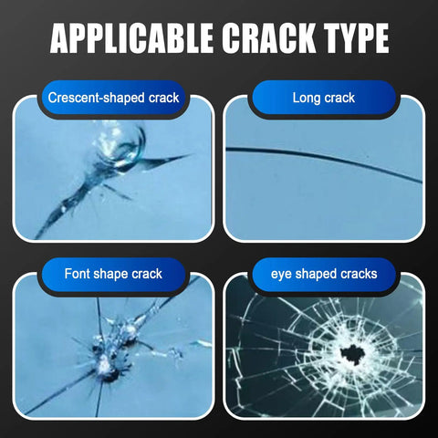Image showing applicable crack types for DIY Windshield Crack Repair Kit For All Weather Performance And Quick Fix Glass Repair Tools.