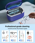 No Fuss 45KHz Ultrasonic Cleaner Tank For Jewelry Glasses Retainers And Dentures Featuring 35W Power with glasses being cleaned.