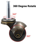 Vintage Ball Caster Wheels Set Of Four With Antique Copper Gold Finish For Furniture Replacement Sockets Included 5/16 X 1-1/2 Inch Mounting Stem 8X38mm
