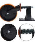 Tough As Nails 8 Inch Gate Wheels With Silky Smooth PU Casters, steel core, showcasing orange wheel and adjustable mount.